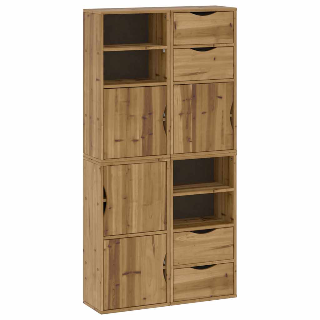 Sidekabinetter 4 stk odda 40x24x79 cm massivt fyrretræ - naturfarvet, 1, 4 shelves 4 drawers - number 2.