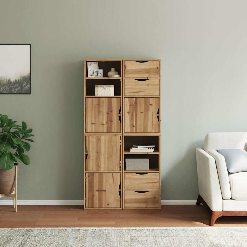 Sidekabinetter 4 stk odda 40x24x79 cm massivt fyrretræ - naturfarvet, 1, 4 shelves 4 drawers - number 3.