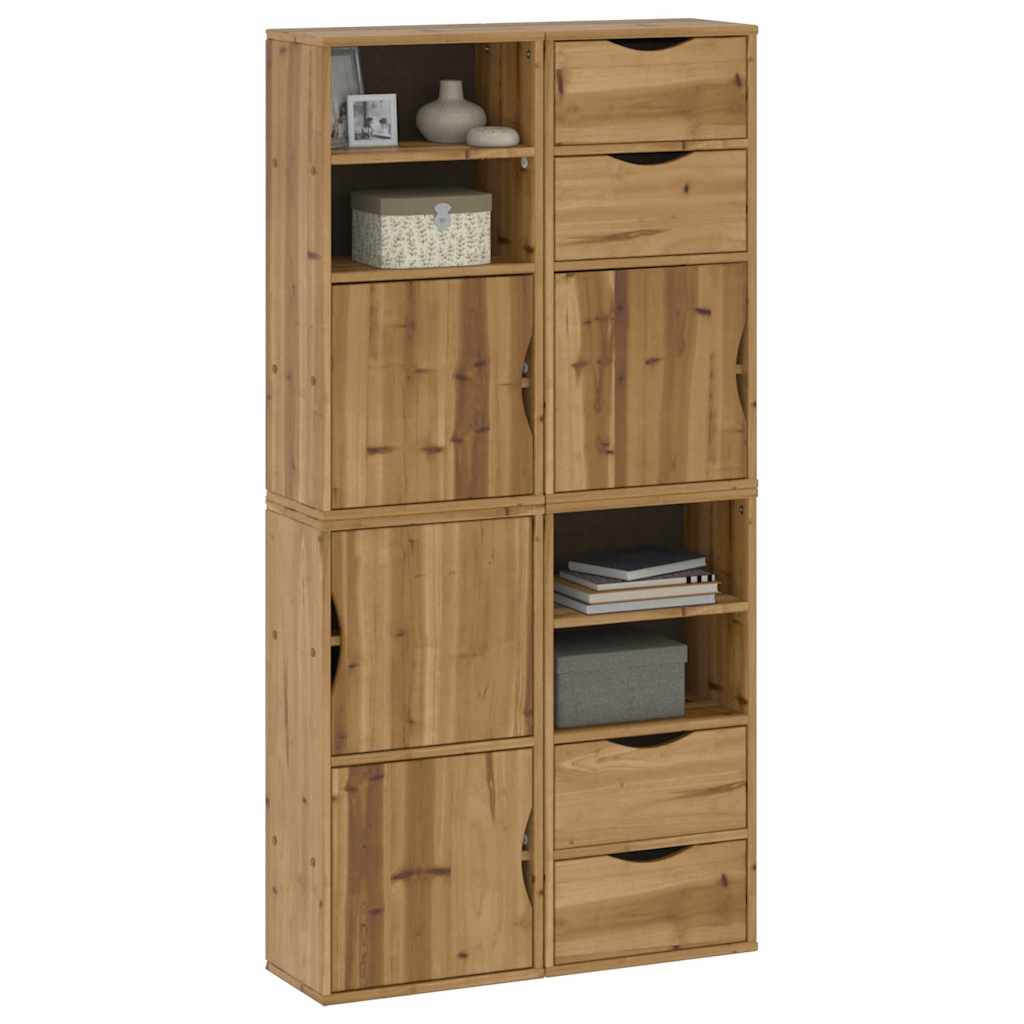Sidekabinetter 4 stk odda 40x24x79 cm massivt fyrretræ - naturfarvet, 1, 4 shelves 4 drawers - number 4.