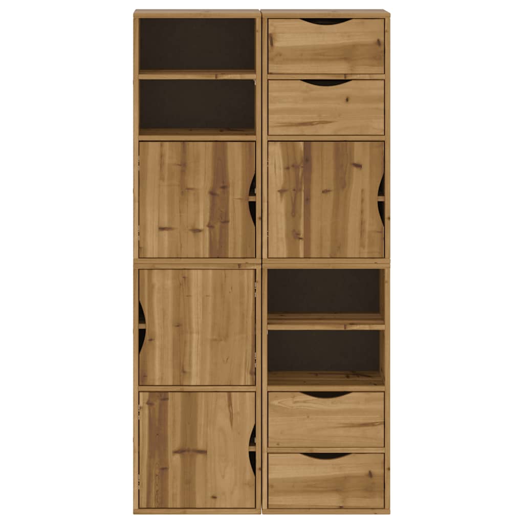 Sidekabinetter 4 stk odda 40x24x79 cm massivt fyrretræ - naturfarvet, 1, 4 shelves 4 drawers - number 6.
