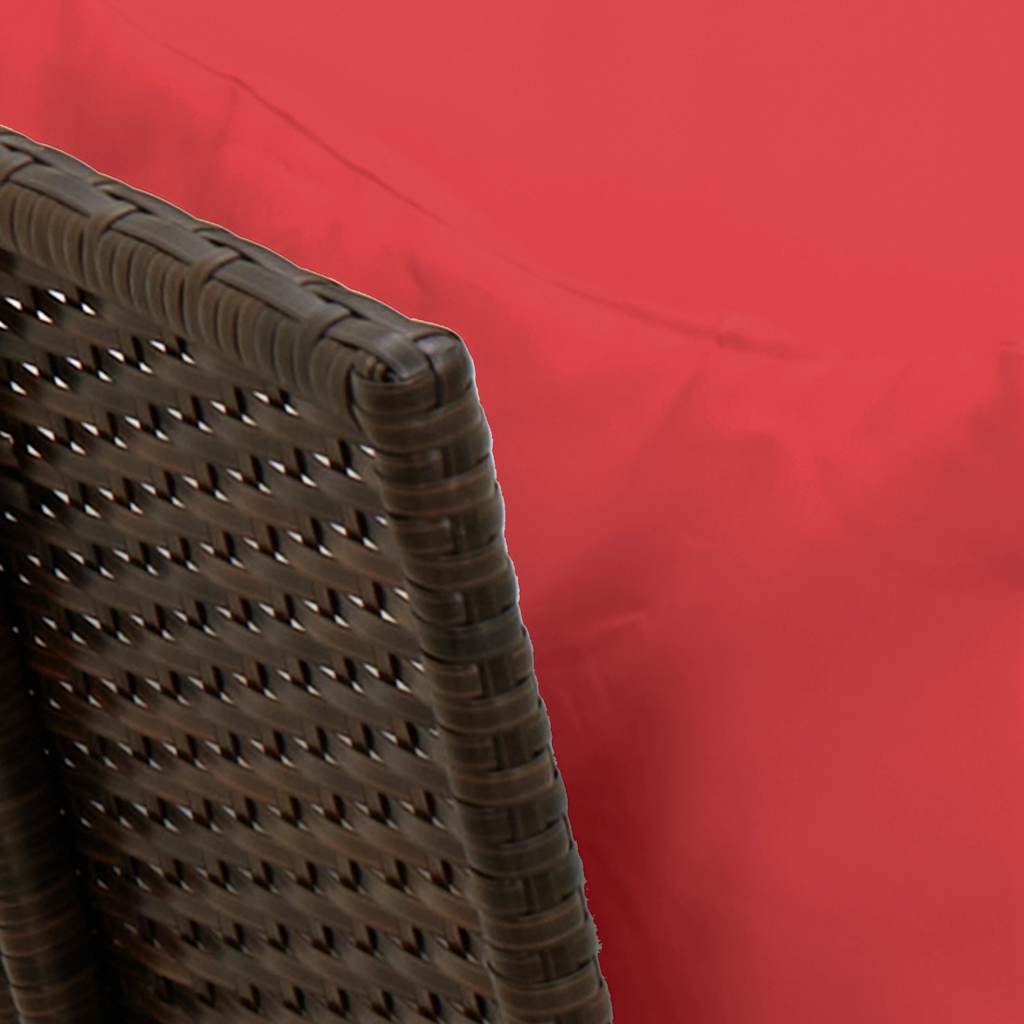 Vrtna kauč s jastucima polirattan smeđa - 5 -seater + 2x kut + stol, brund i crvena, 9 - number 9.