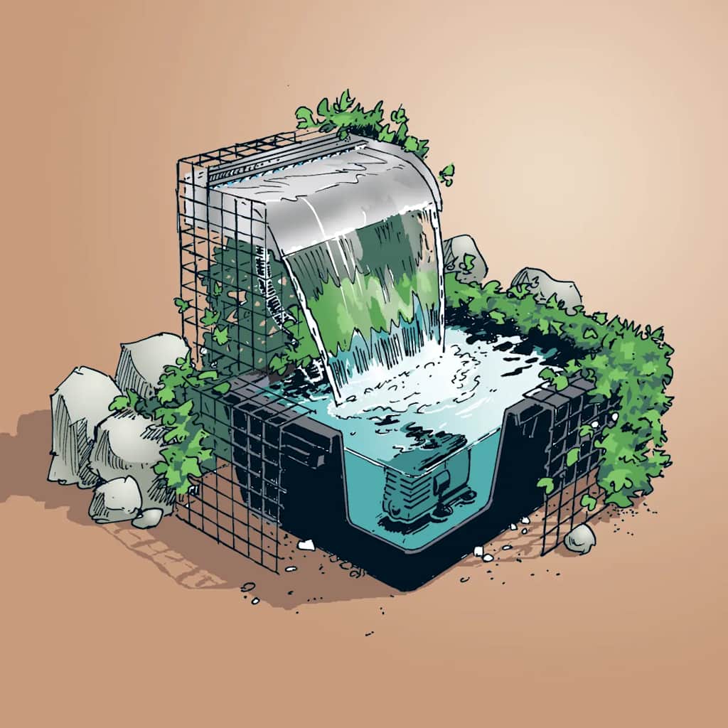 Ubbink vandfaldssæt med led-lys nevada 60 cm rustfrit stål - number 2.