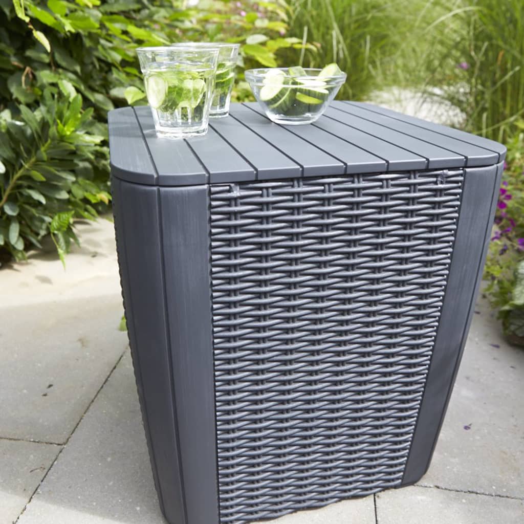 Keter udendørs sidebord luzon - grafitgrå, 39 x 39 x 43 cm, 1, fladt kurveflet - number 5.