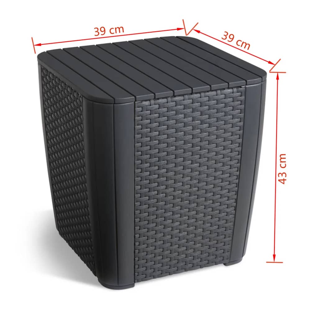 Keter udendørs sidebord luzon - grafitgrå, 39 x 39 x 43 cm, 1, fladt kurveflet - number 8.