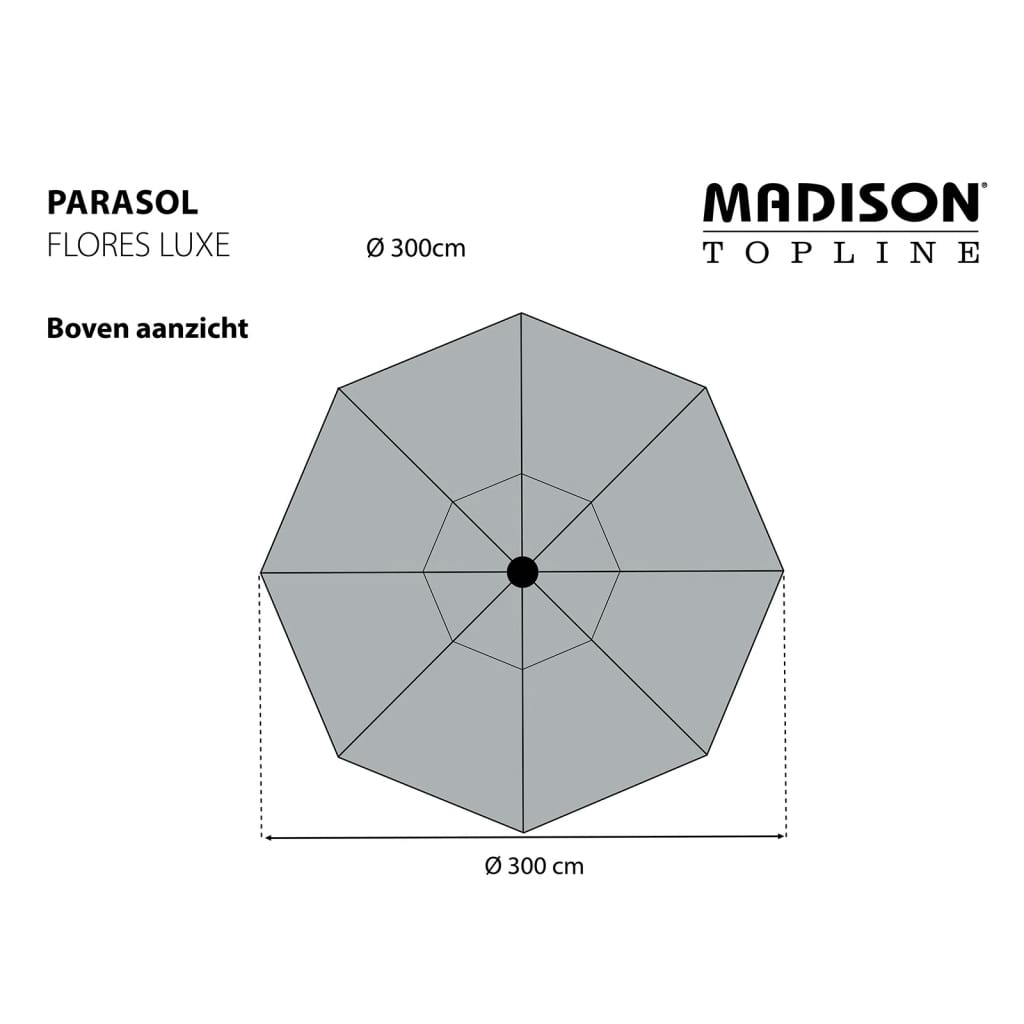 Madison parasol flores luxe 300 cm krug - siva, 1 - number 8.
