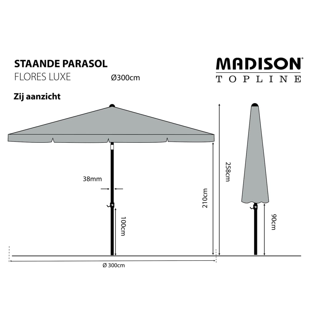 Madison parasol flores luxe 300 cm krug - siva, 1 - number 7.