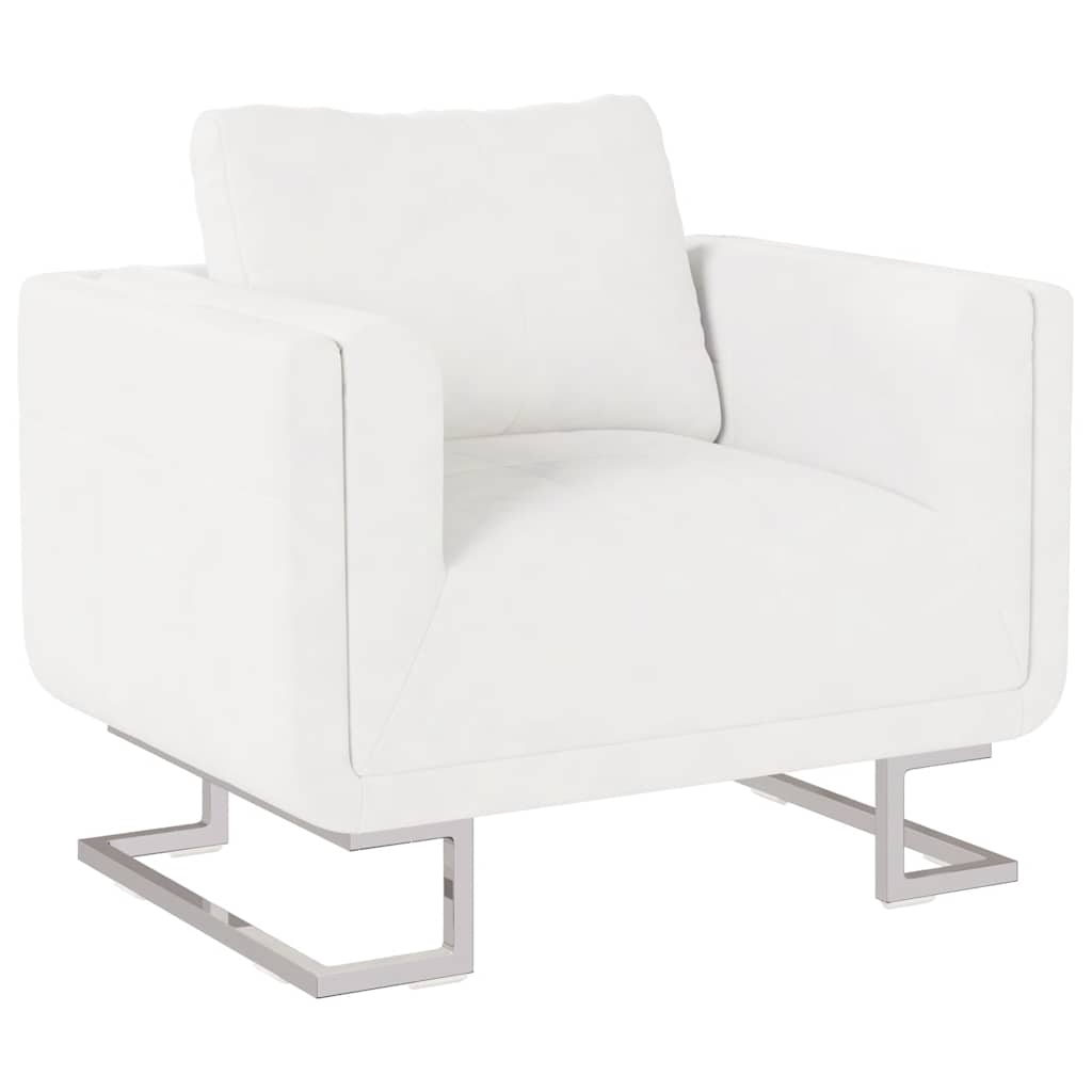 Fotel z chromowanymi nogami skóra ekologiczna - biały, 1 - number 1.