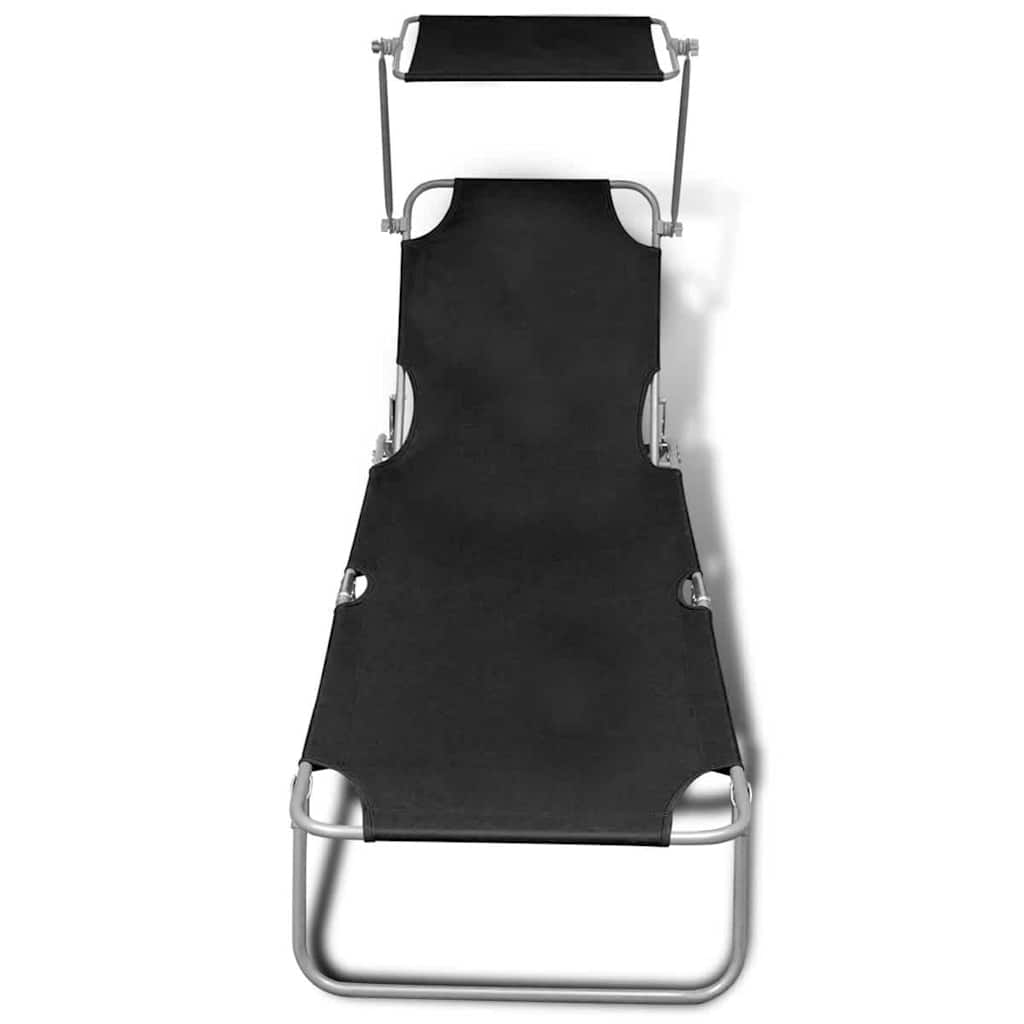 Sklopiva ležaljka s baldahinom čelik i tkanina - crna, 1 - number 3.