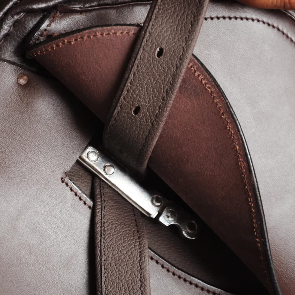 5-i-1 sadelsæt til heste 16" ægte læder brun 14 cm - number 9.