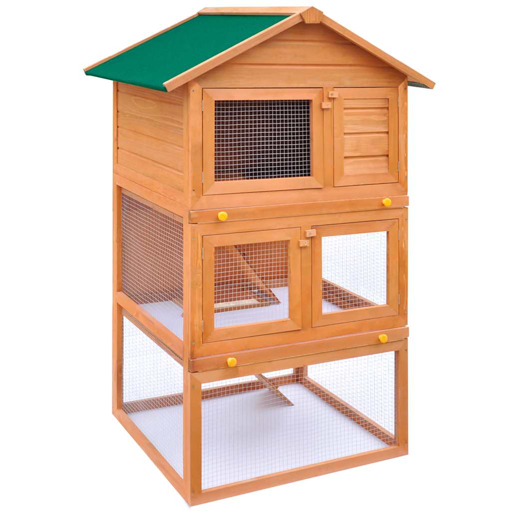 Cage à lapin d'extérieur pour petits animaux 3 niveaux en bois - number 2.
