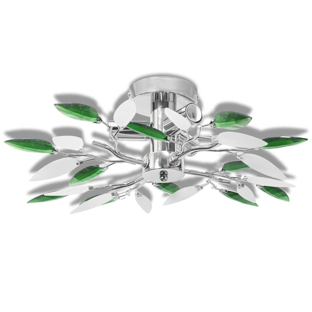 Ceiling light with white & green acrylic plate e14 - number 2.