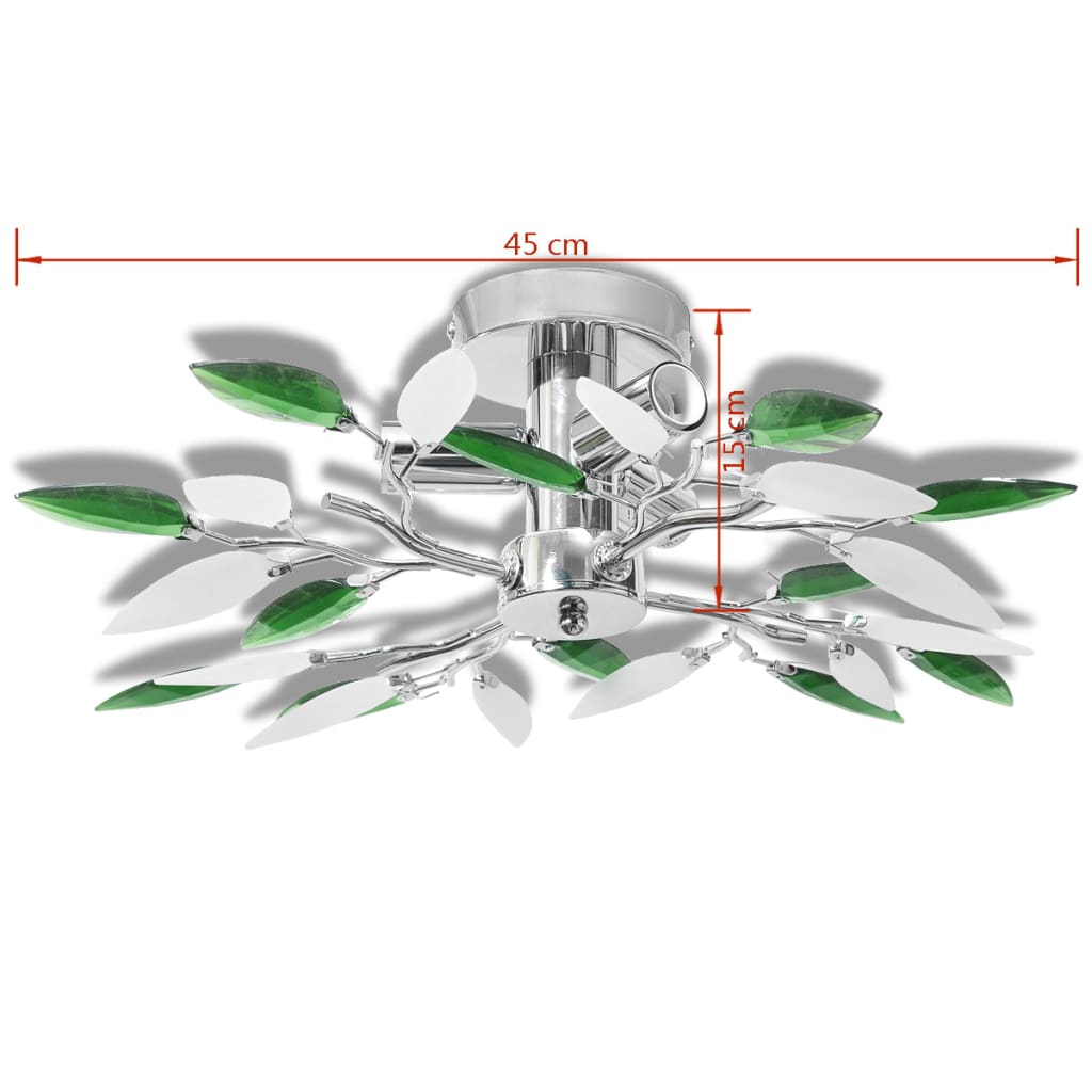 Ceiling light with white & green acrylic plate e14 - number 4.