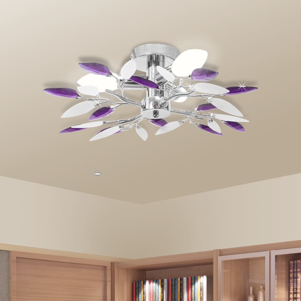 Ceiling lamp acrylic crystal 3 e14 bulbs and - purple, 45 x 15 cm, 1 - number 1.