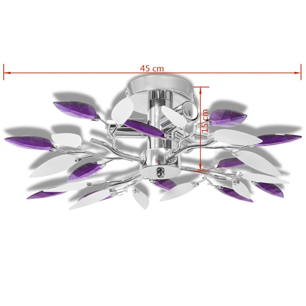 Ceiling lamp acrylic crystal 3 e14 bulbs and - purple, 45 x 15 cm, 1 - number 4.