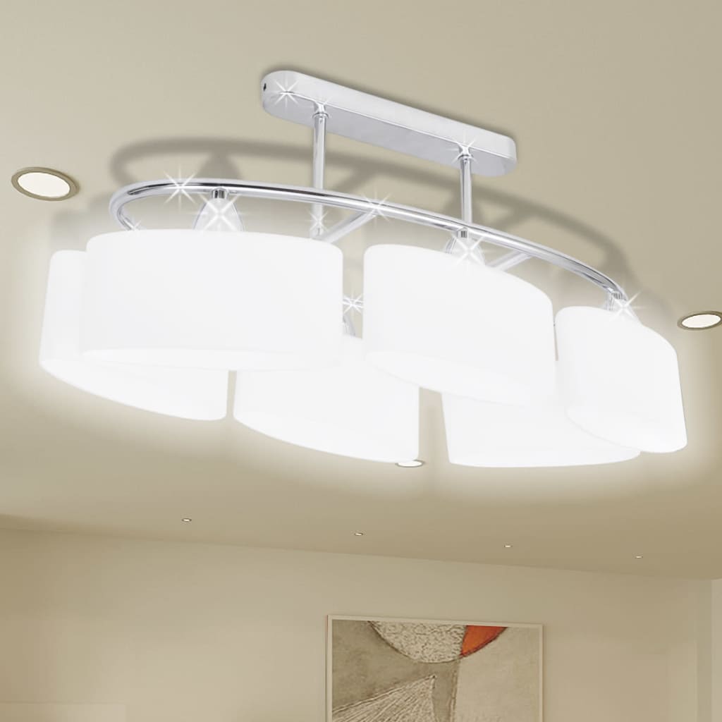 Ceiling lamp elliptical glass shades 6 e14 bulbs - number 1.
