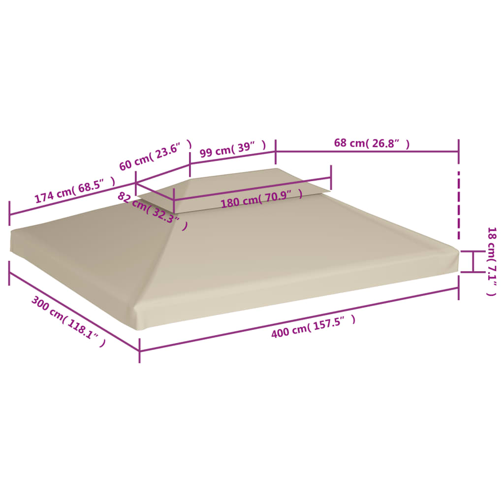 Baldakin til havepavillon 310 g/m² - beige, 3 x 4 m, 1 - number 6.