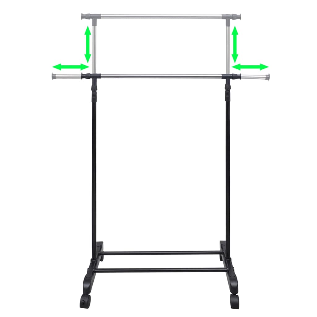 Podesivi stalak za odjeću 4 kotača 1 šipka za vješalicu - number 7.