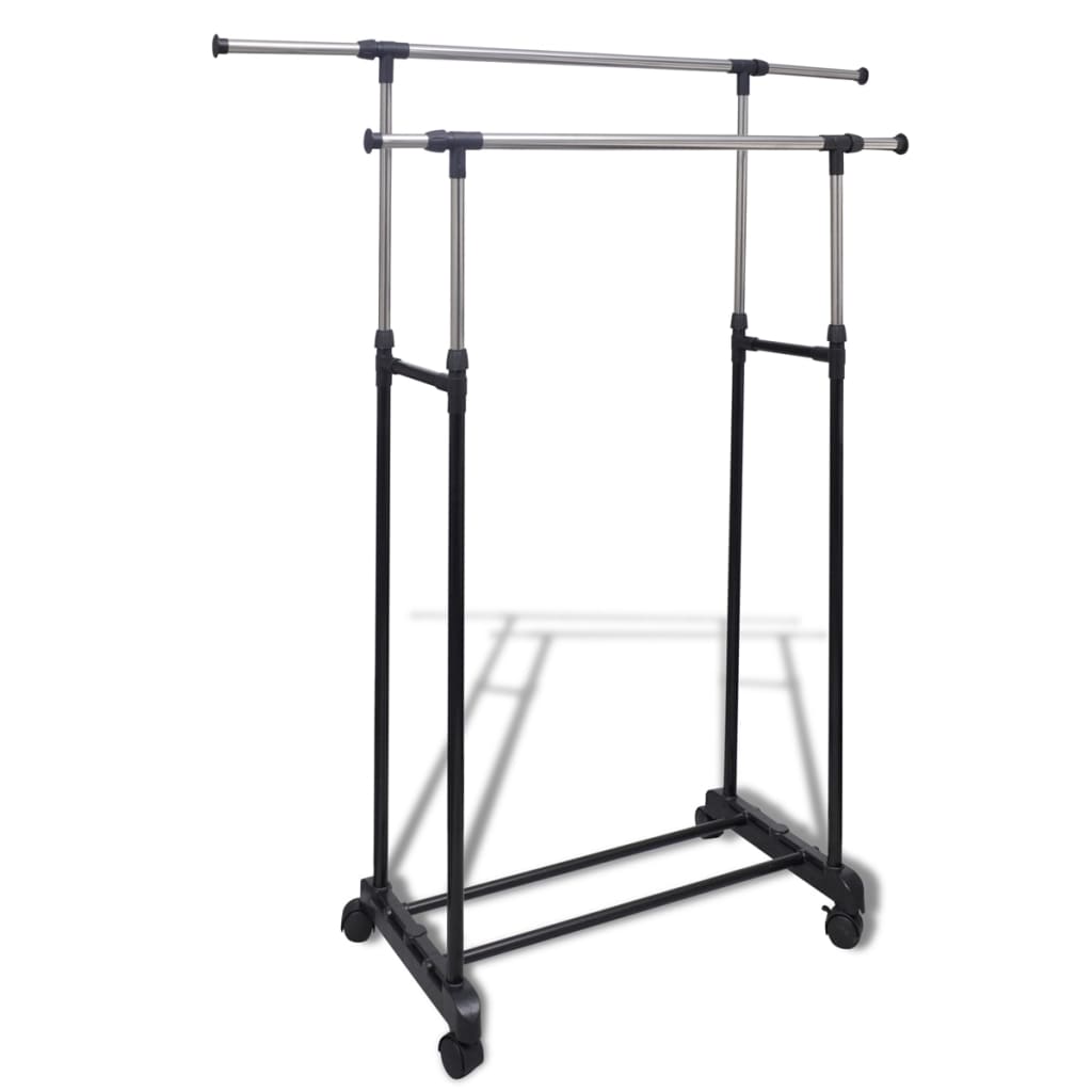 Adjustable clothes rack 4 wheels 2 hanger bars - number 1.