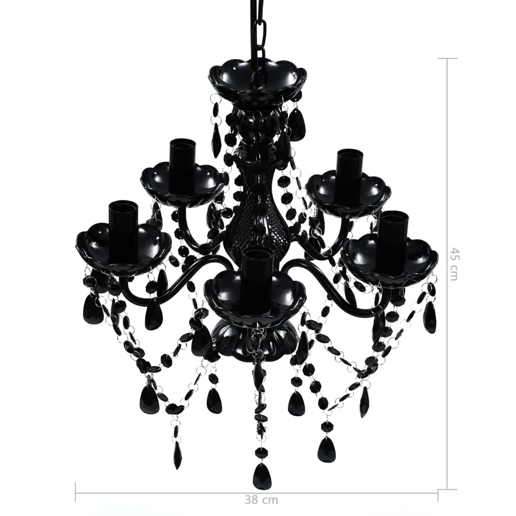 Lustre en cristal 5 ampoules noir - number 8.