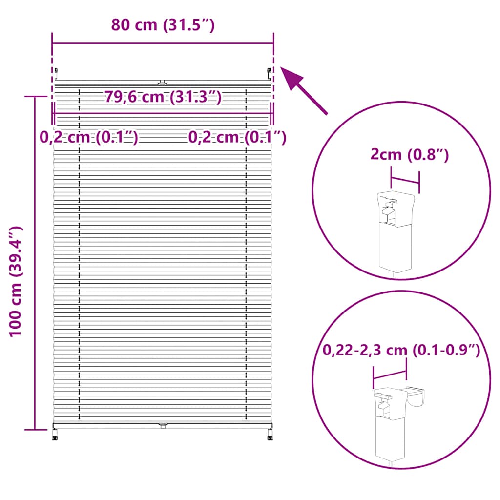 Plisseret blind 80x100 cm creme - number 10.