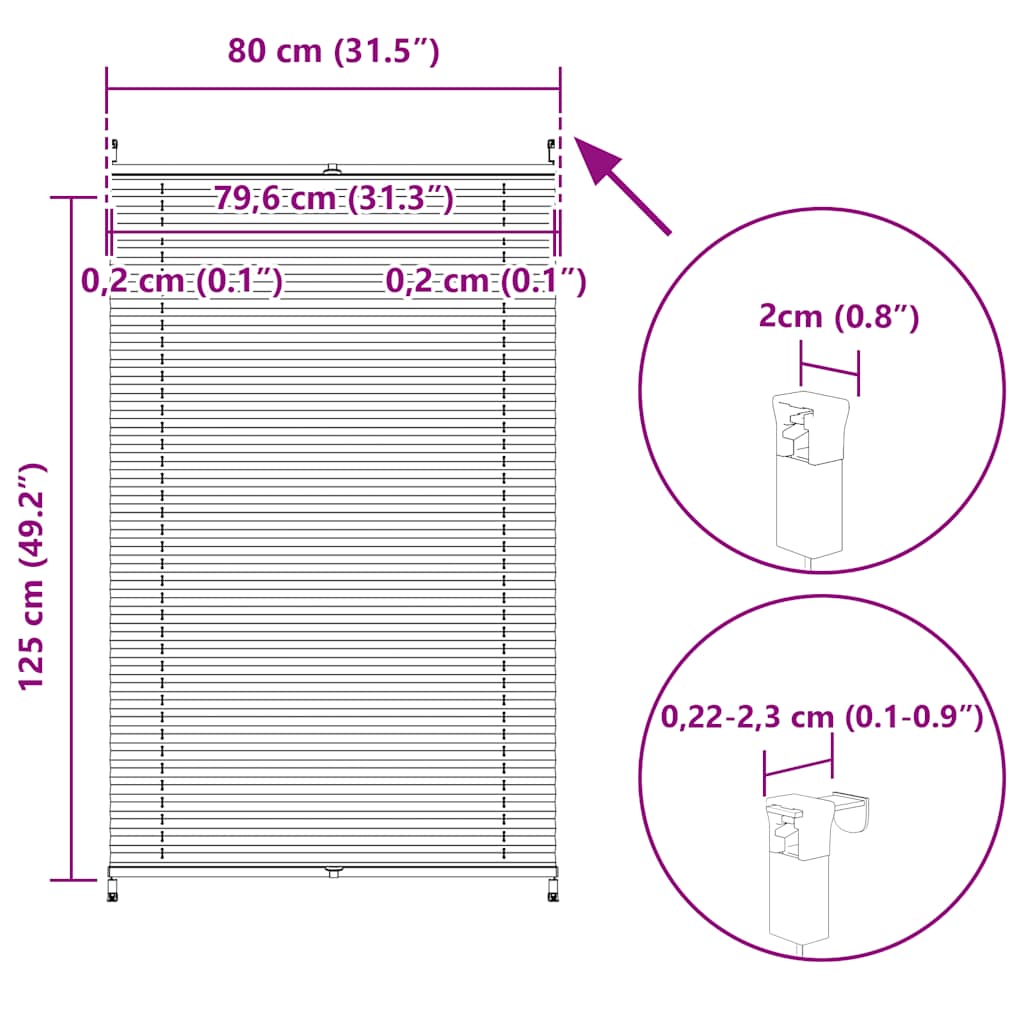 Pleated blind 80x125 cm cream - number 10.