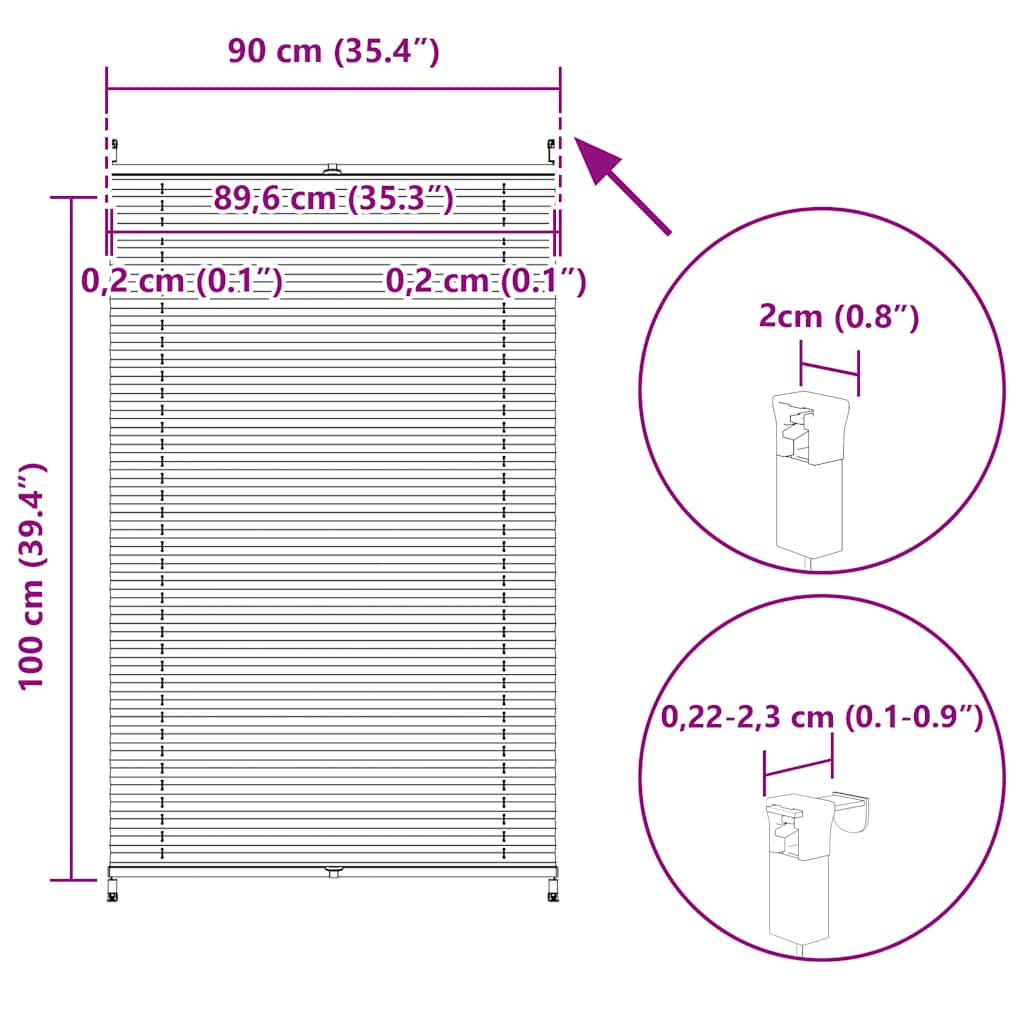 Rideau plissé 90x100 cm couleur crème - number 10.