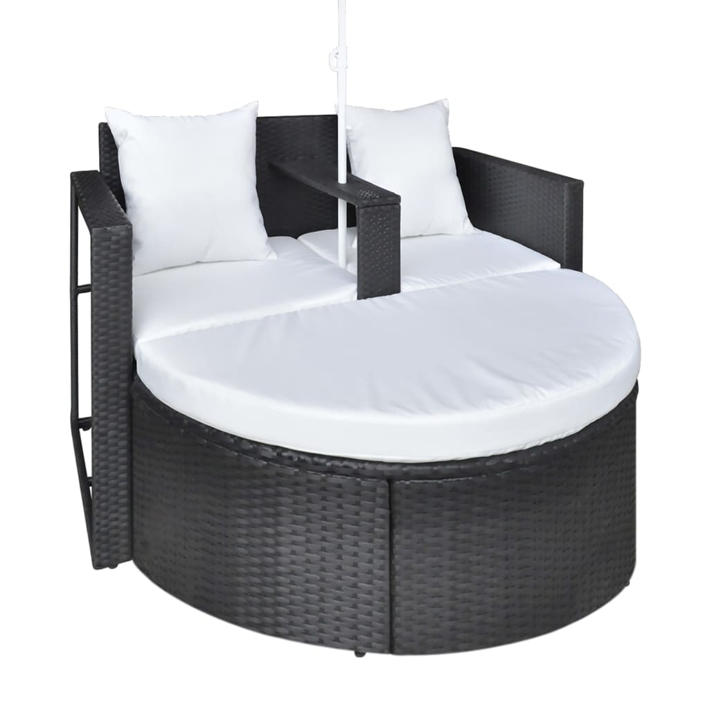 Haveseng med parasol polyrattan sort - number 6.