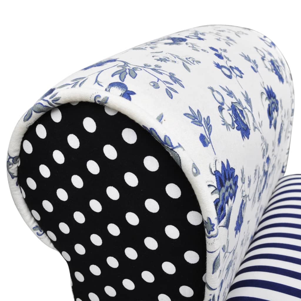 Ławka patchworkowa niebiesko-biała - number 4.