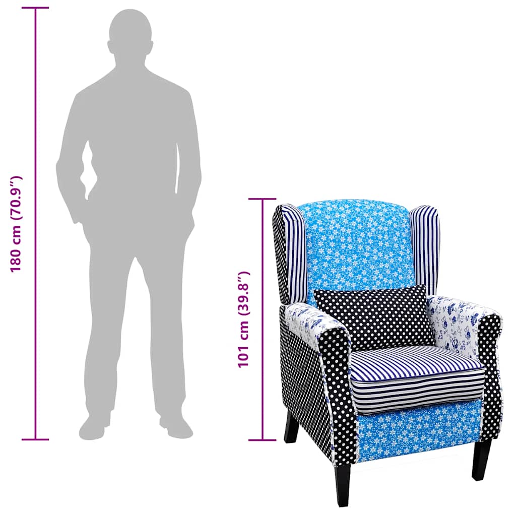 Fotel z tkaniną o wzorze patchworkowym - number 8.