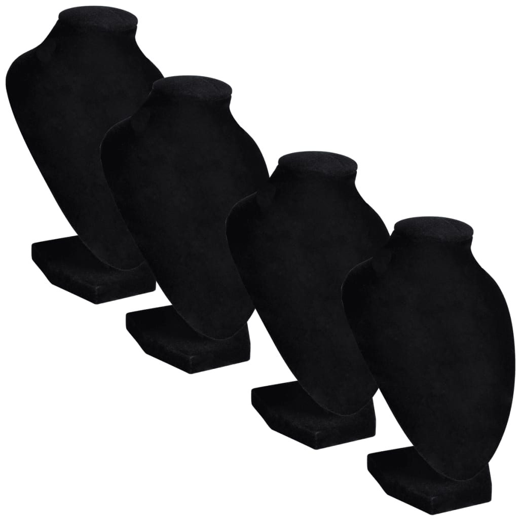 Halskædeholder buste flannel 4 stk. 9 x 8,5 x 15 cm sort - number 2.