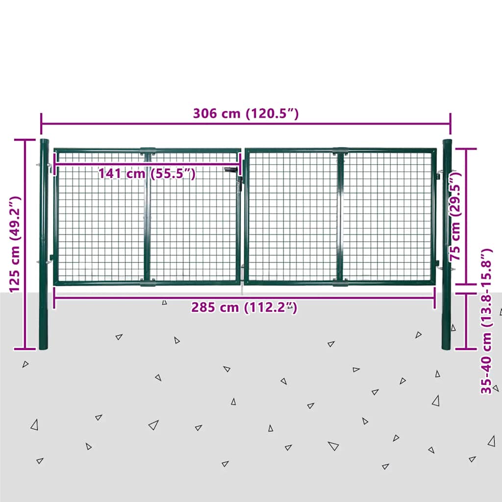 Vrtna vrata za žičanu ogradu 89 x 75 cm / 306 x 125 cm - number 9.
