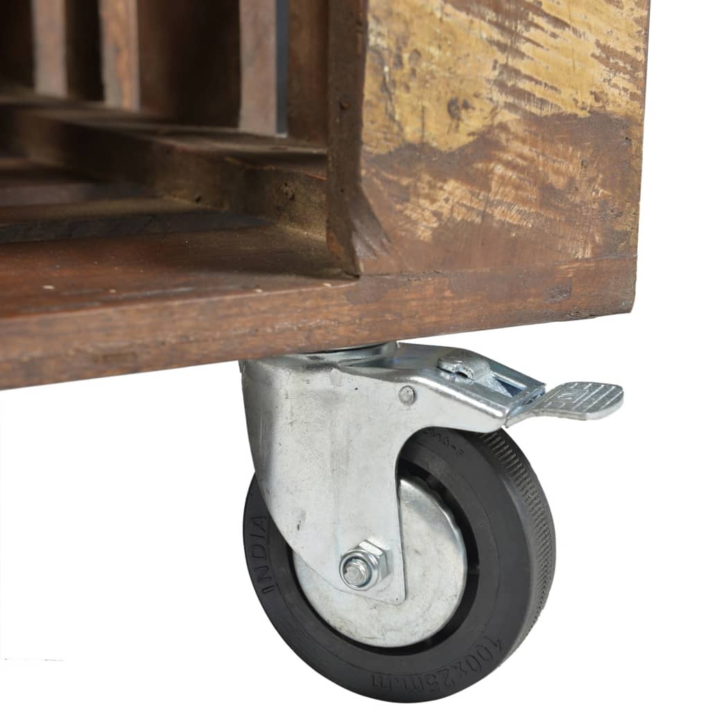 Stolik kawowy z 4 kółkami drewno z recyklingu - number 10.