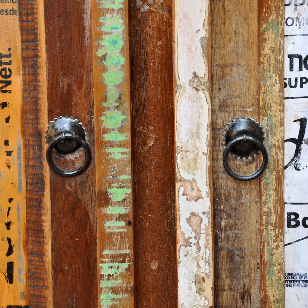 Skab med 3 skuffer og 3 låger massivt genbrugstræ vintagelook - number 7.