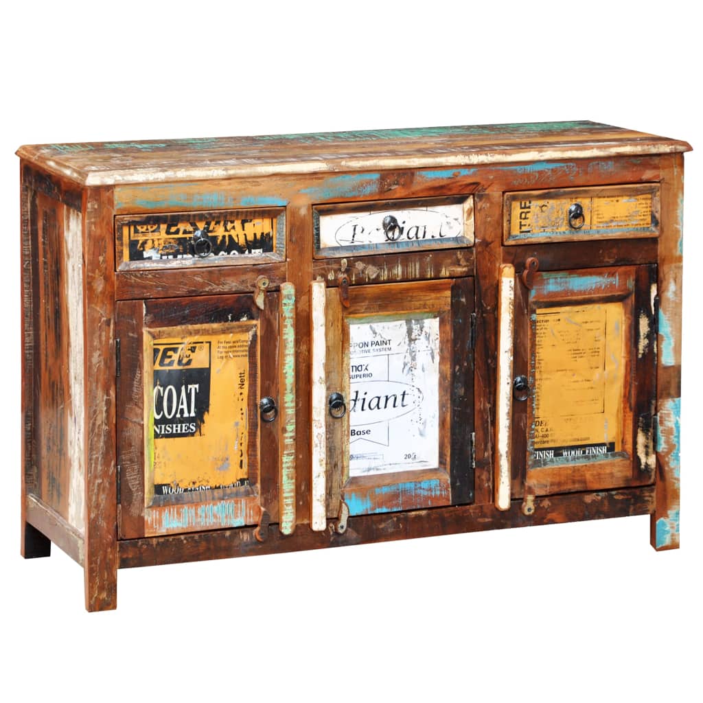 Skab med 3 skuffer og 3 låger massivt genbrugstræ vintagelook - number 10.