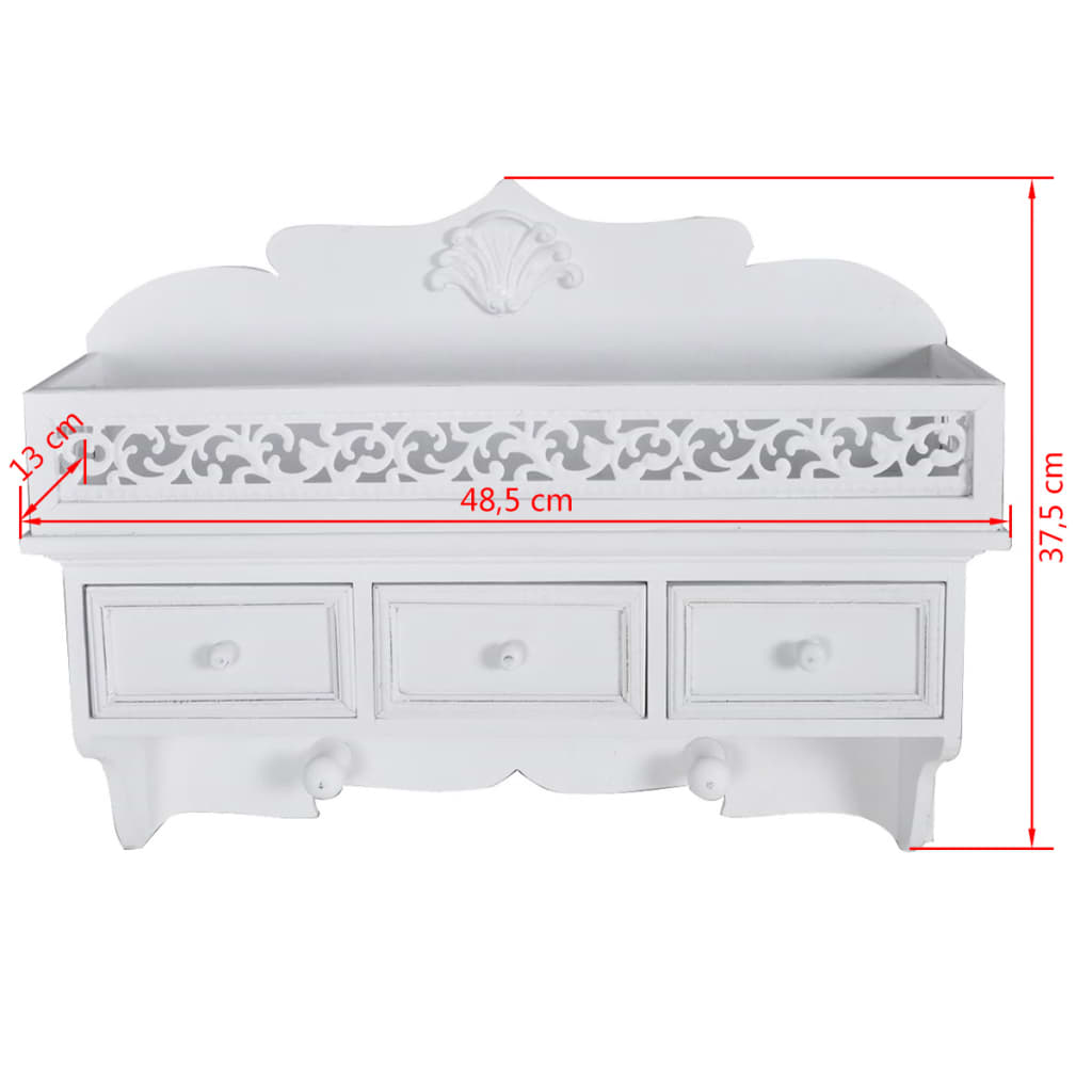 Półka ścienna z 3 szufladami i 2 haczykami - number 7.