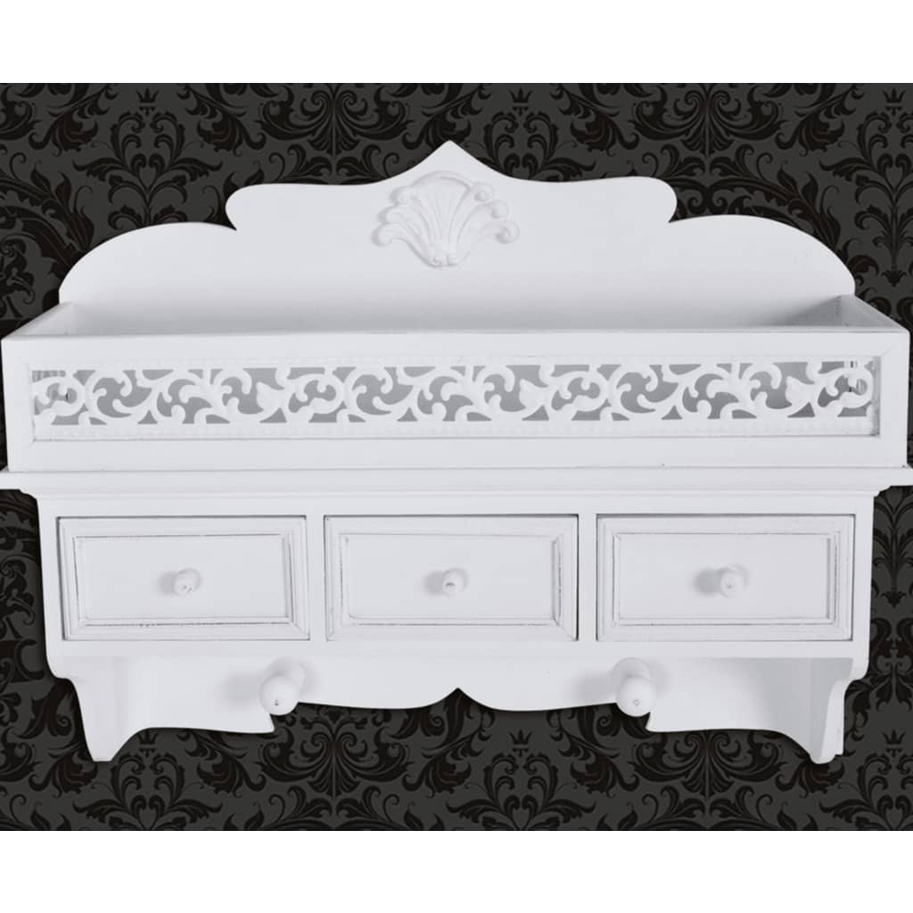 Półka ścienna z 3 szufladami i 2 haczykami - number 6.