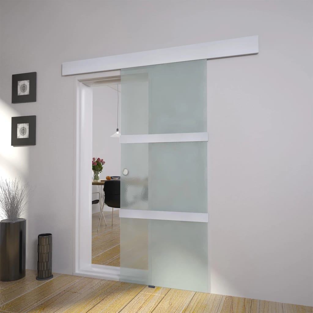 Skydedør glas og aluminium 178 cm sølvfarvet - number 1.