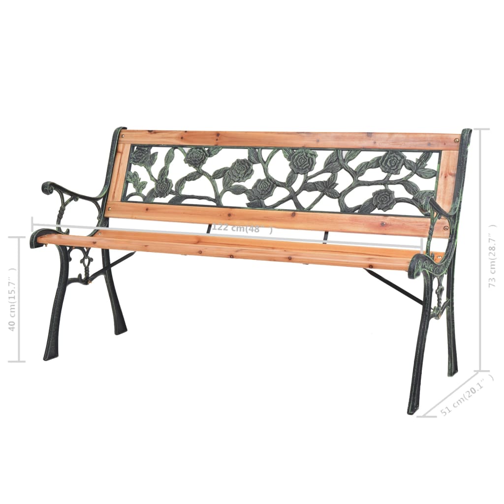 Garden bench wood - 122 cm, 1, rosemønster, x - number 7.