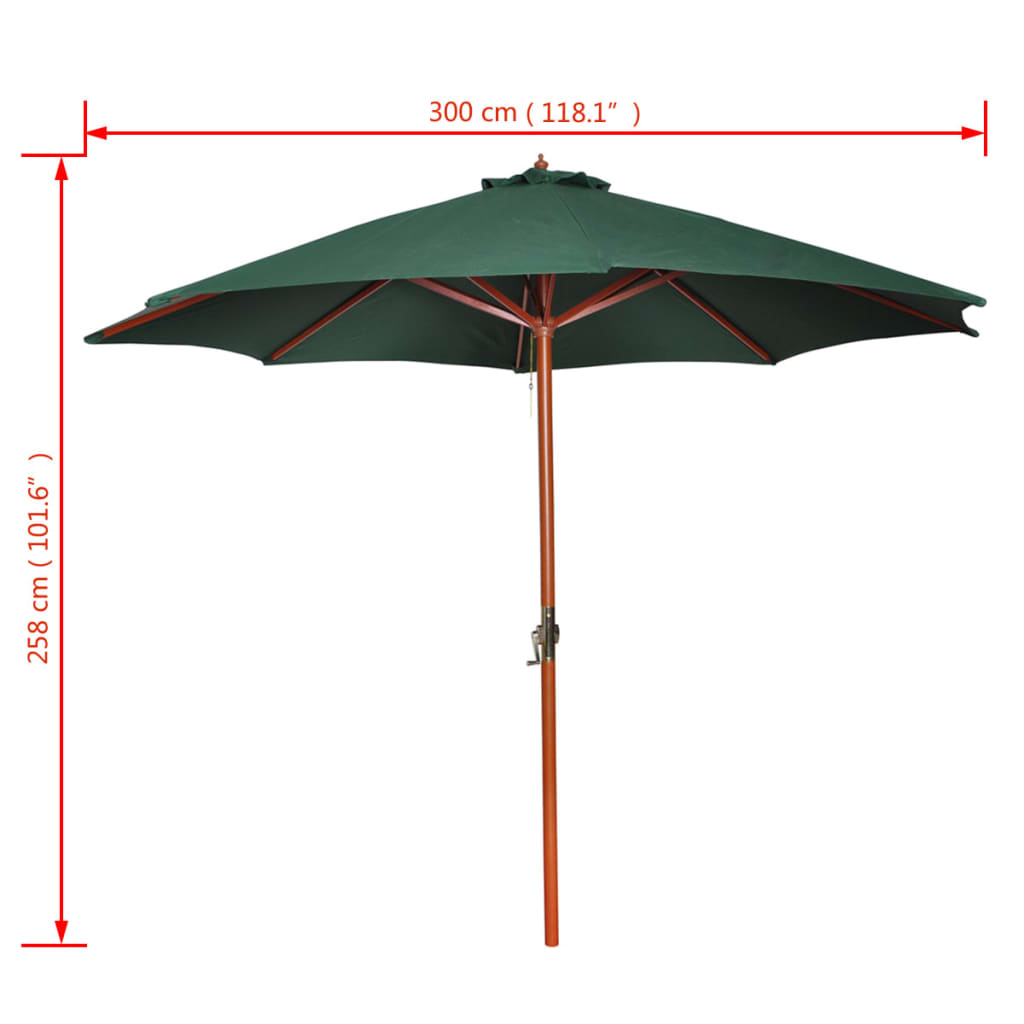 Parasol 258 cm grøn - number 7.