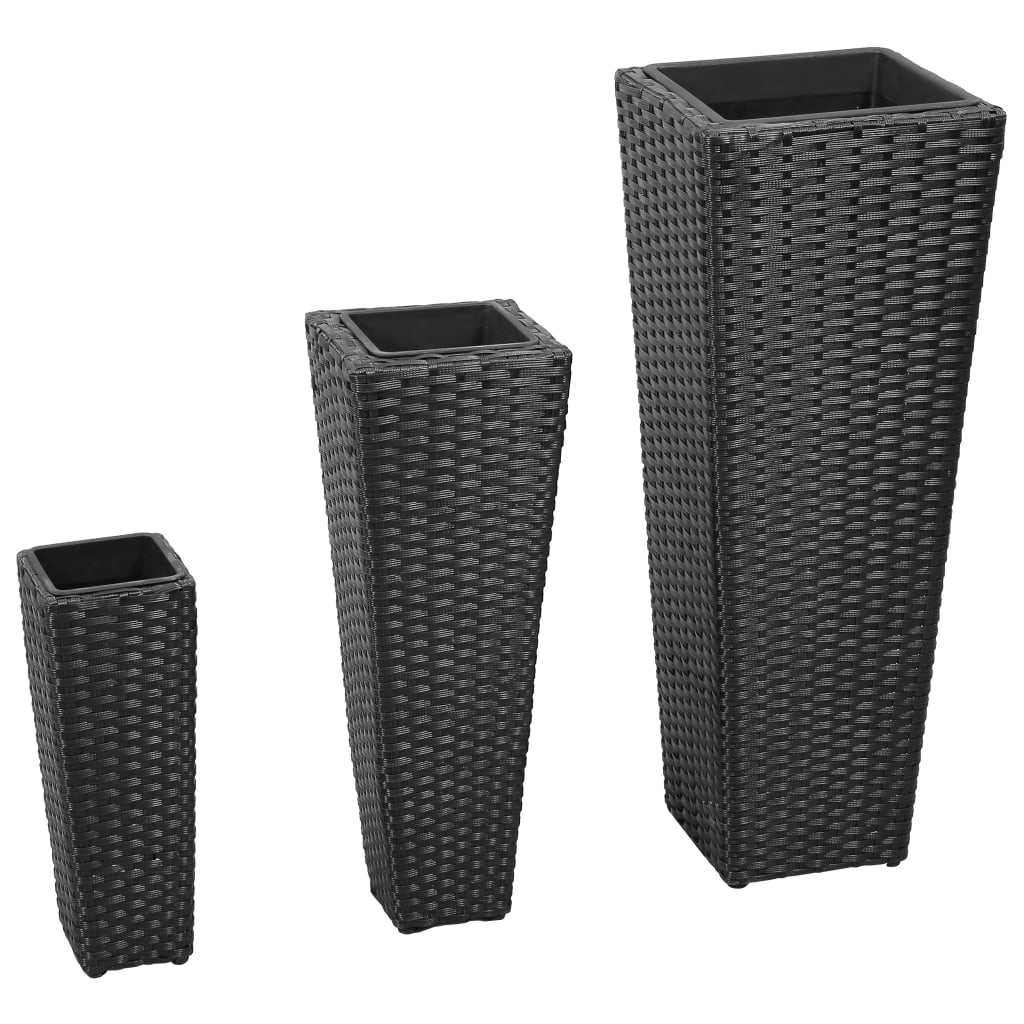 Plant pots pc. polyrattan - black, 3 - number 1.