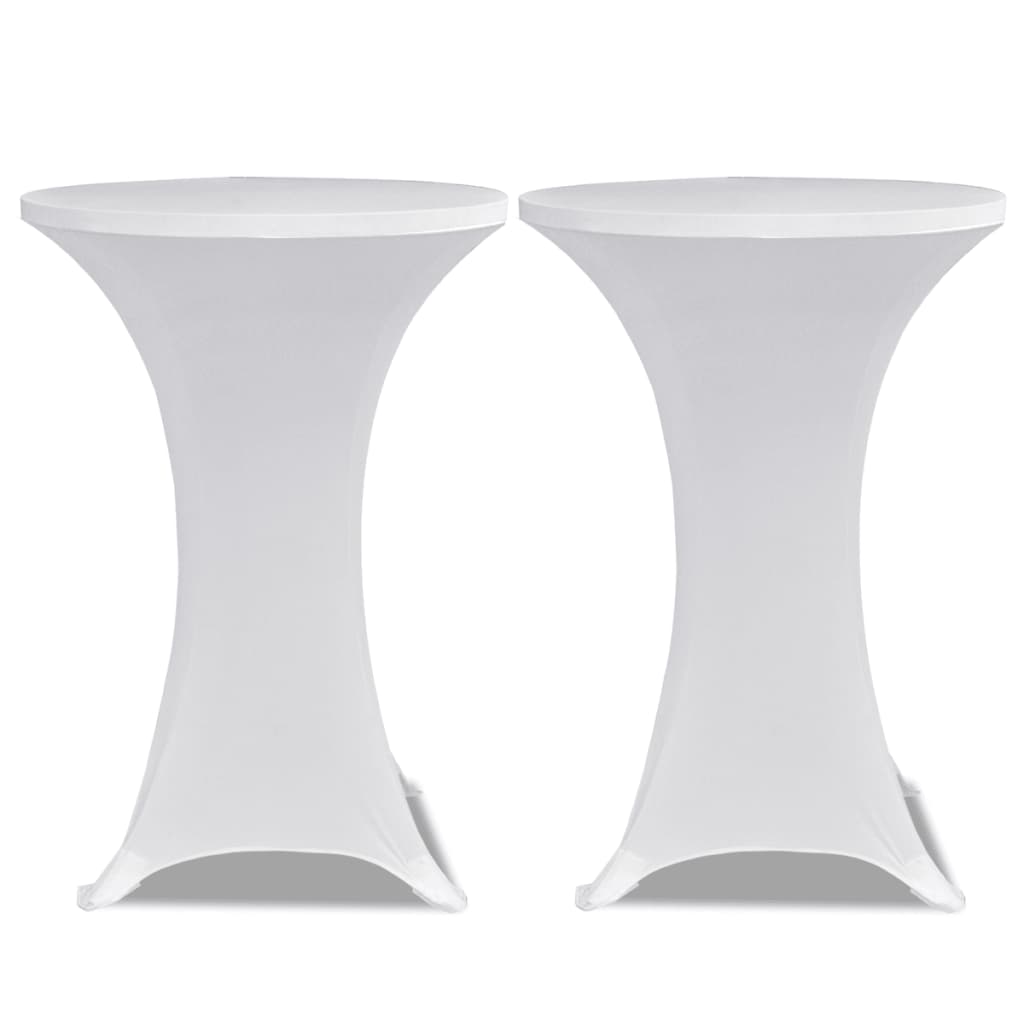 Housse de table haute ø80 blanche en tissu extensible 2 pcs - number 2.