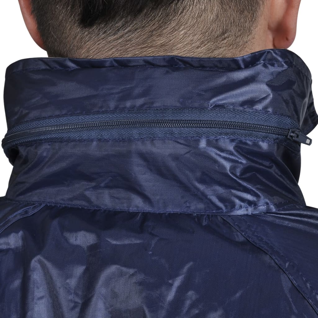 Ensemble de pluie 2 pièces bleu marine avec capuche pour homme, taille - number 3.