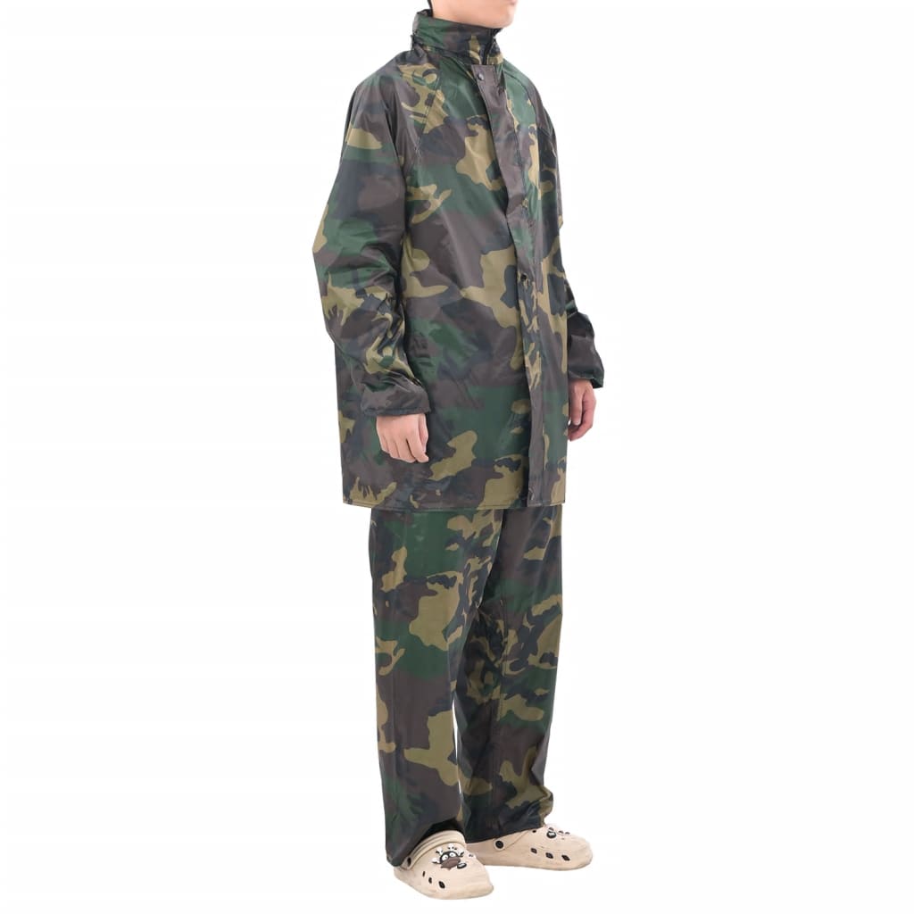 Combinaison de pluie 2 pièces à imprimé camouflage pour homme avec capuche - vert, m - number 1.
