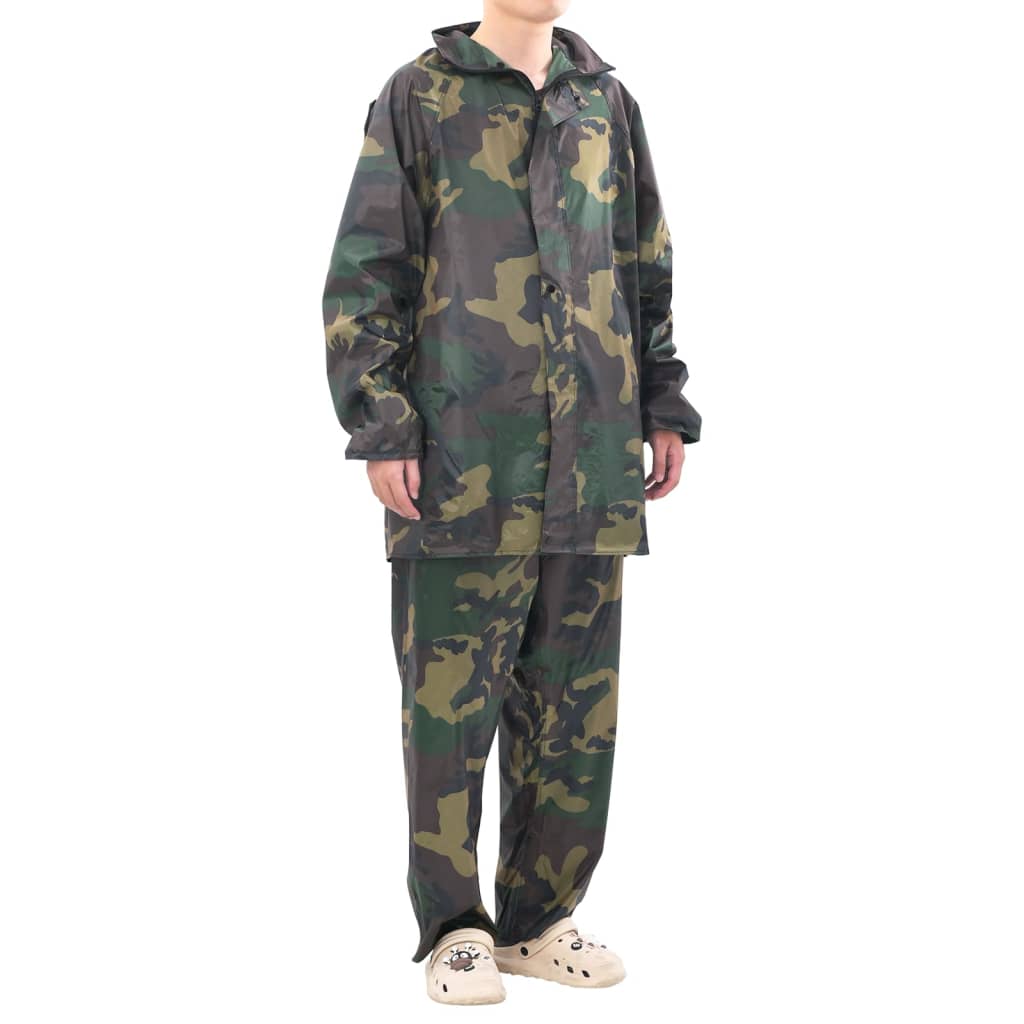 Combinaison de pluie 2 pièces à imprimé camouflage pour homme avec capuche - vert, m - number 4.
