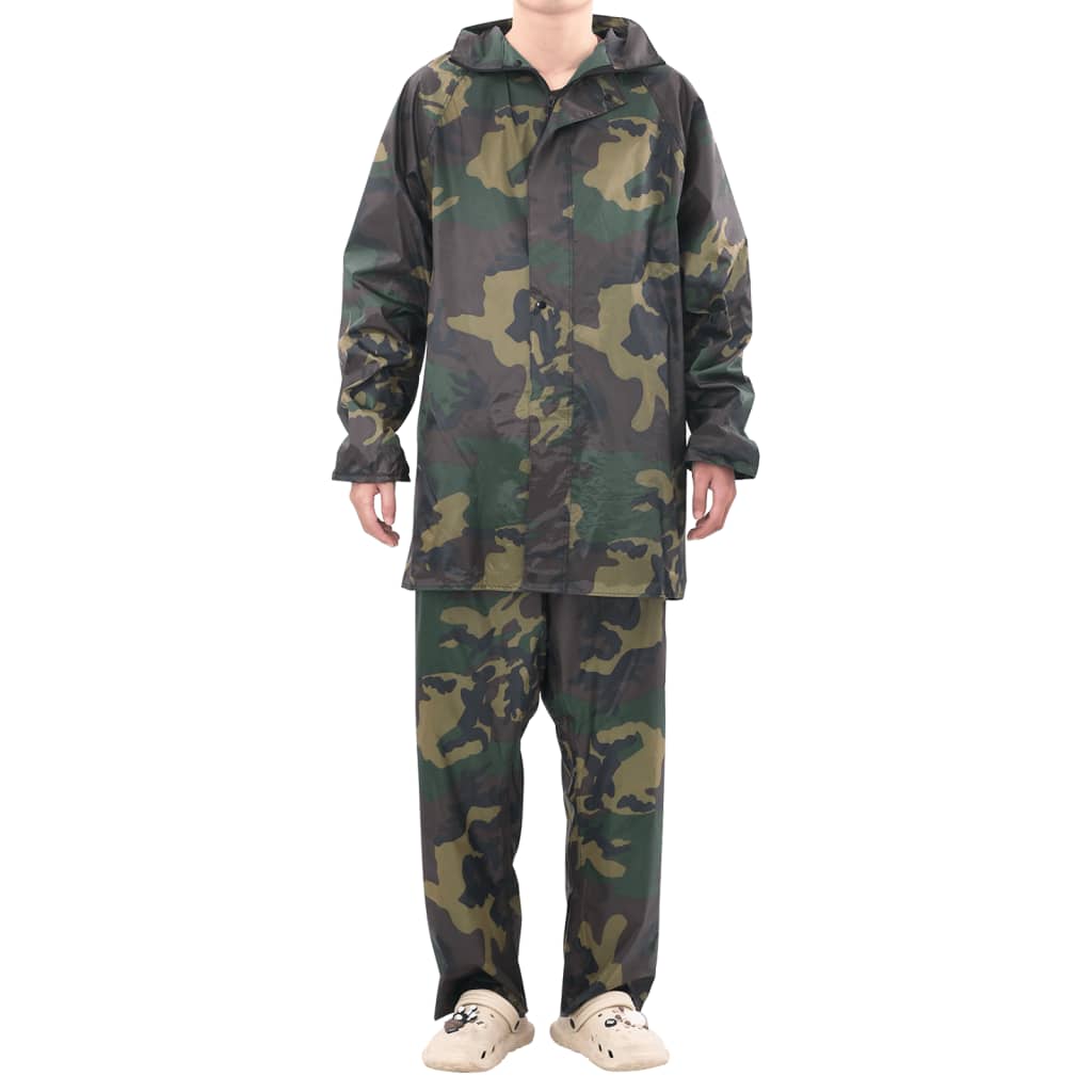 Combinaison de pluie 2 pièces à imprimé camouflage pour homme avec capuche - vert, m - number 3.