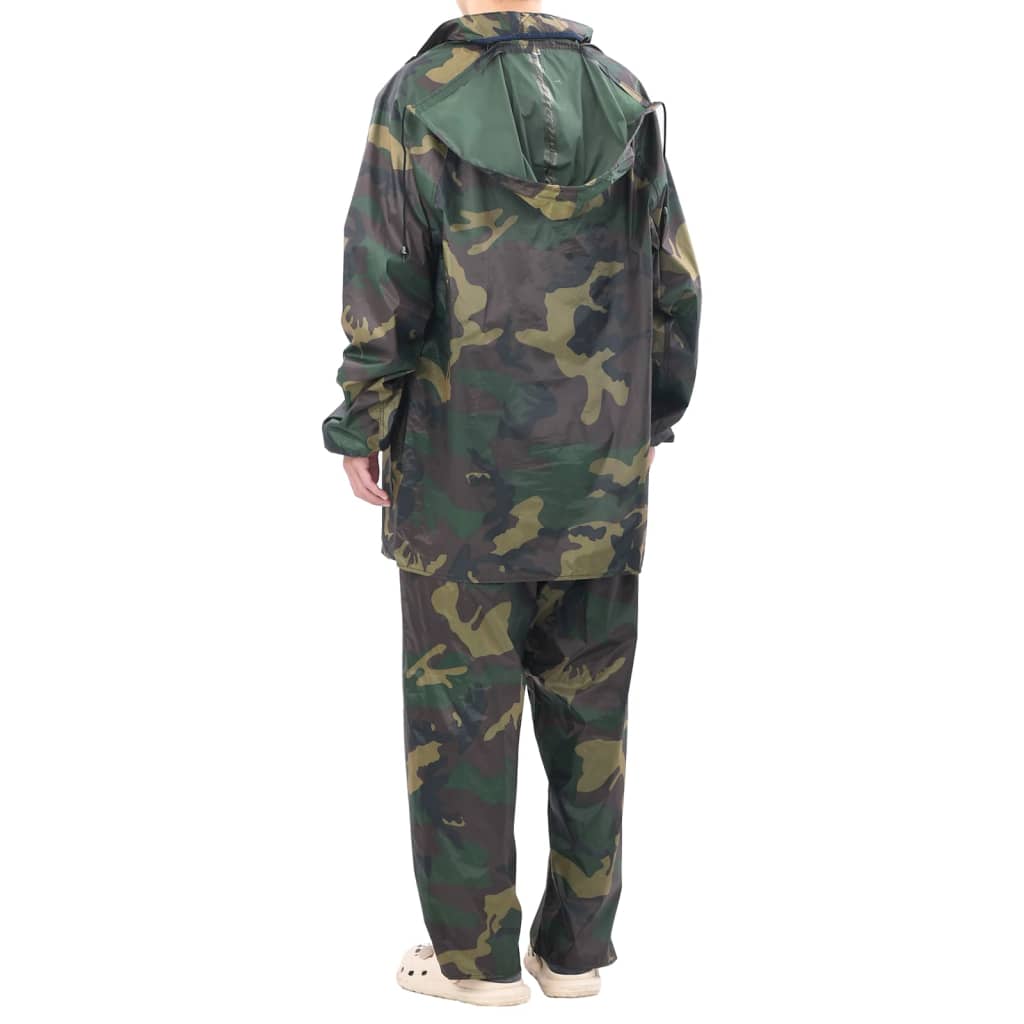 Combinaison de pluie 2 pièces à imprimé camouflage pour homme avec capuche - vert, m - number 6.