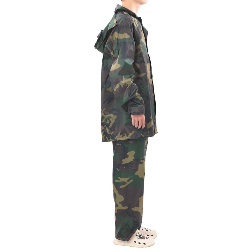 Combinaison de pluie 2 pièces à imprimé camouflage pour homme avec capuche - vert, m - number 5.