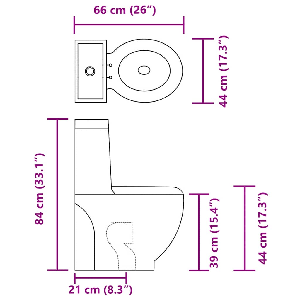 Wc en céramique avec drain à fond rond en bas noir - number 8.
