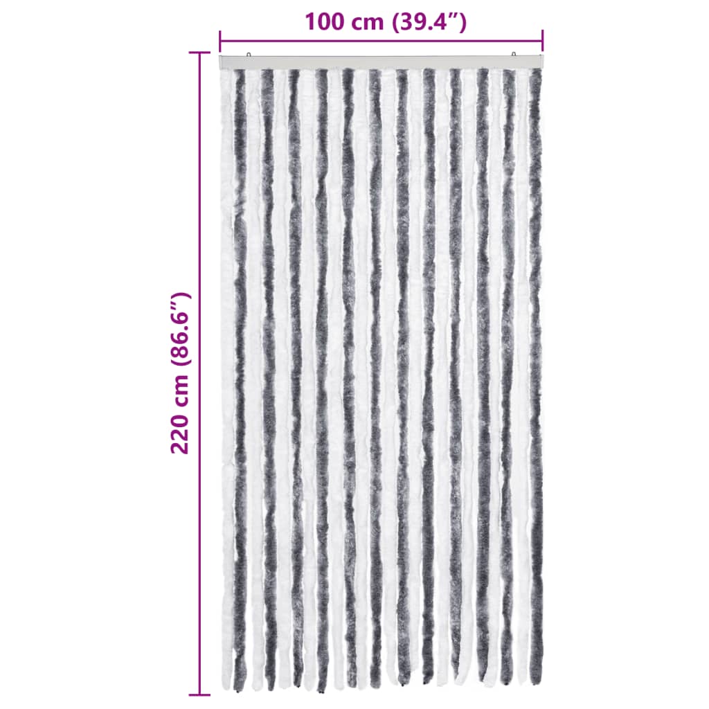 Rideau anti-insectes chenille gris et blanc - number 7.