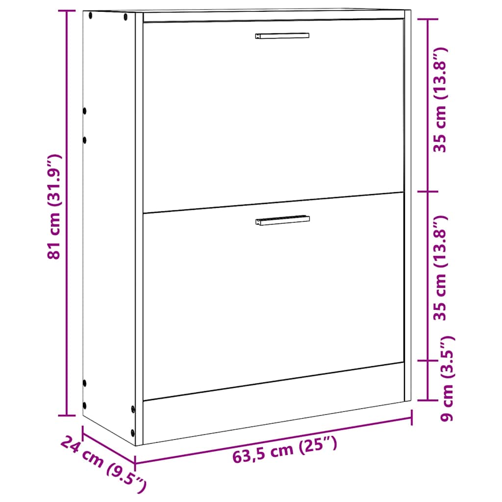 Ormarić za cipele sa 2 odjeljka drveni izgled hrasta - number 6.